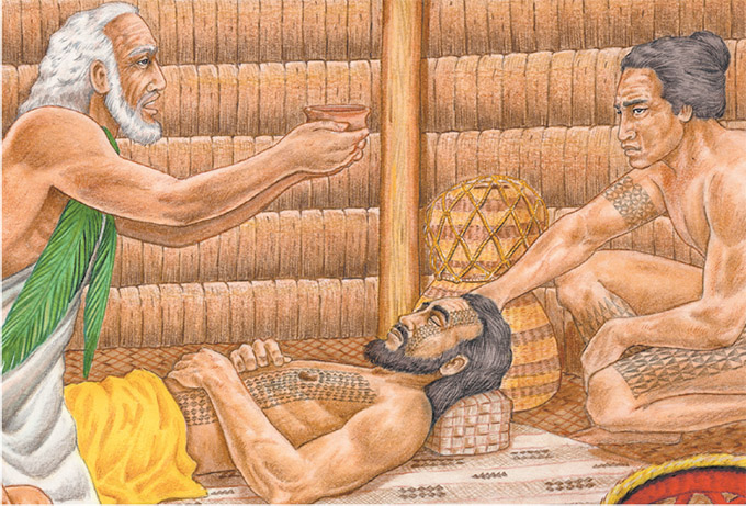 Illustration: Kahuna treating a kānaka